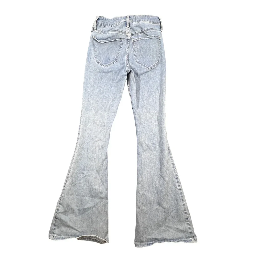 Hollister Blue Flare Jeans Women 3R W26 L31 High Rise Split Hem Soft Stretch - Picture 2 of 11